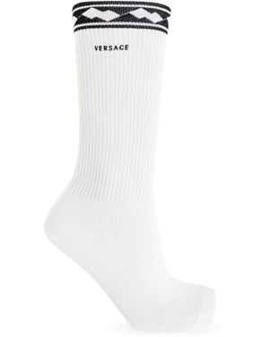 Versace Socks With Logo - White
