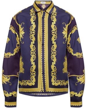 Versace Silk Shirt With Pattern - Blue