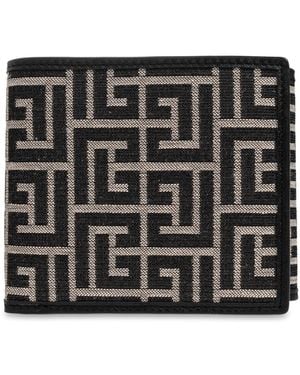 Balmain Leather Wallet With Logo - Black
