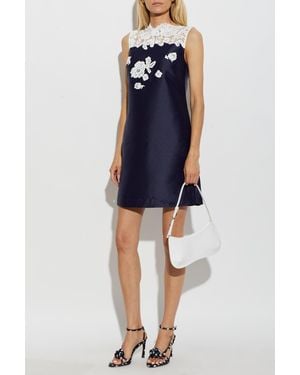 Self-Portrait Dress With Lace - Blue
