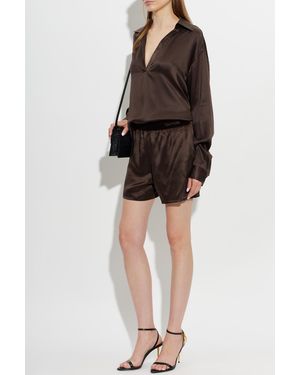 Tom Ford Silk Top With Long Sleeves - Black