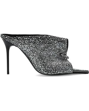 Balmain Heeled Mules With Shimmering Crystals - Grey