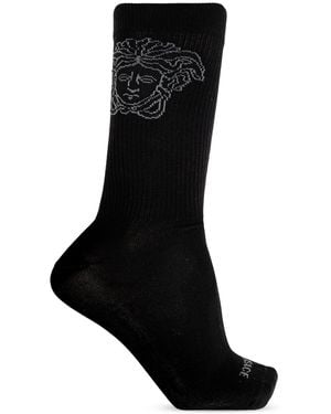 Versace Cotton Socks With Print - Black