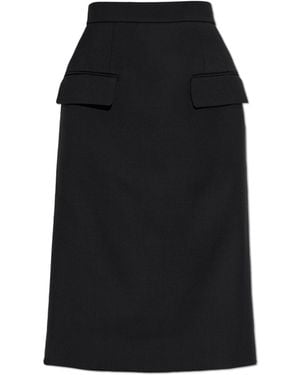 McQueen Wool Skirt With Pockets - Black