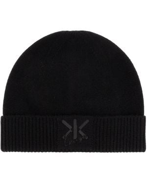 KENZO Beanie With Embroidered Logo - Black