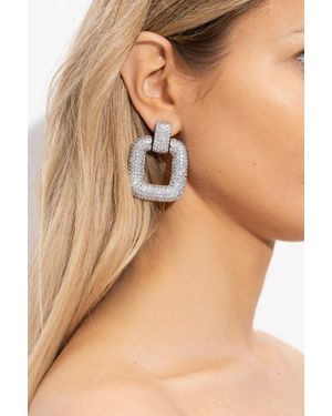 Self-Portrait Earrings With Shimmering Crystals - Natural