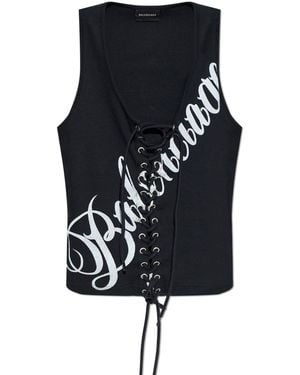 Balenciaga Ribbed Sleeveless Top - Black
