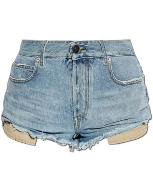 Balenciaga Denim Shorts With 'Vintage' Effect - Blue