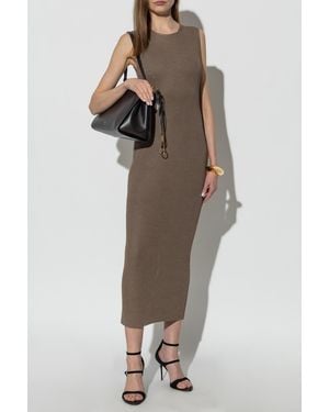 Alaïa Silk Pencil Dress - Brown