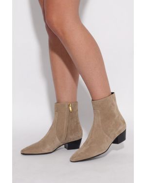 Anine Bing Suede Heeled Ankle Boots - Natural