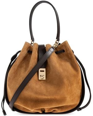 Ferragamo "Hug" Bucket-Type Handbag - Brown