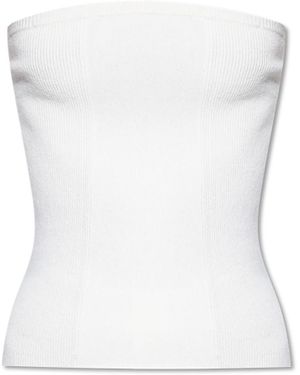 Lisa Yang Cashmere Bandeau Top With Striped Pattern - White