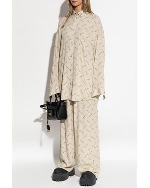 Balenciaga Pants With Logo - Natural