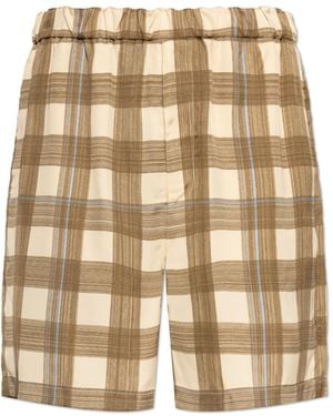 Jil Sander Plaid Pattern Shorts - Natural