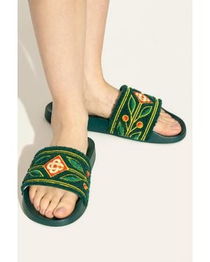 CASABLANCA Slides With Logo - Green