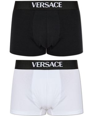 Versace Two-Pack Of Cotton Boxers With Logo - Black
