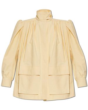 Chloé Oversize Jacket With A Stand-Up Collar - Natural