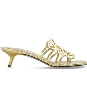 Loewe Heeled Mules "Petal Anagram" - Metallic