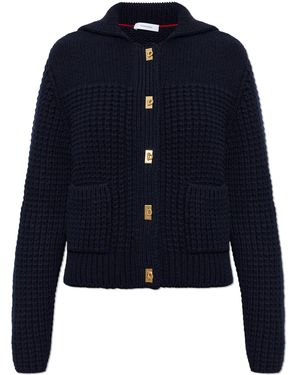 Ferragamo Wool Cardigan With Pockets - Blue
