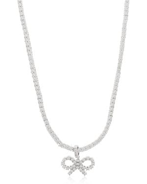 Self-Portrait Necklace With Shimmering Crystals - White