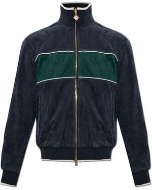 CASABLANCA Suede Jacket With Stand-Up Collar - Blue