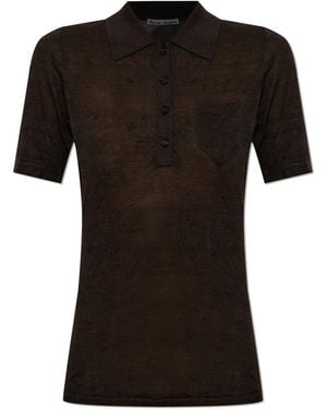 Acne Studios Silk Polo Shirt With Pocket - Black