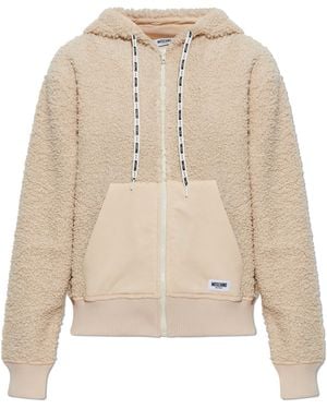 Moschino Zip-Up Hooded Sweatshirt - Natural