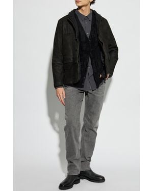AllSaints Suede Jacket Survey With Vintage Effect - Black