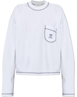Versace Cotton Long-Sleeve Top - White