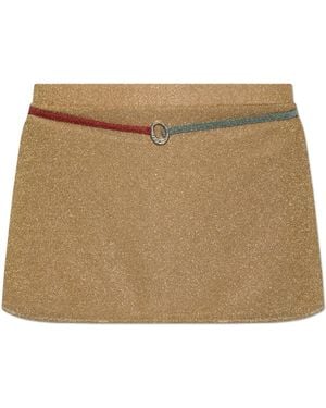 Oséree Short Skirt With Lurex Thread - Natural