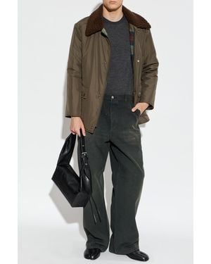 Maison Margiela Jacket With Fur Collar - Black