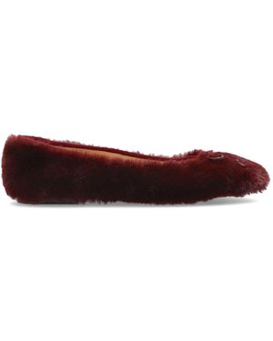 Odissi Ballet Flats Made Of Faux Fur - White