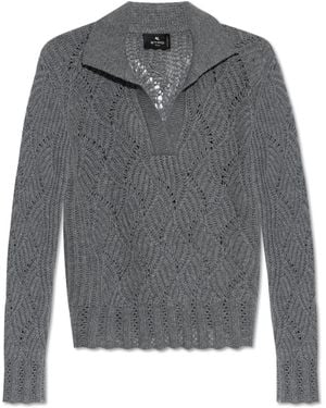 Etro Cashmere Jumper With Collar - Grey
