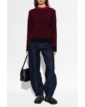 Ami Paris Wool Sweater With A Round Neckline - Red