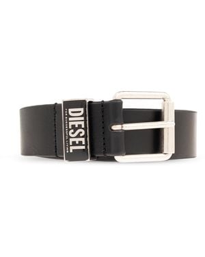 DIESEL Logo-Embellished Leather Belt - Black