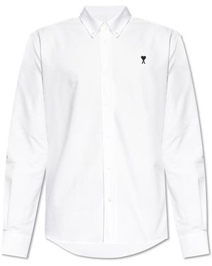 Ami Paris Cotton Shirt With Logo - White