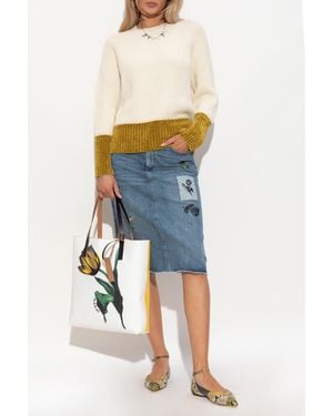 Marni Denim Skirt With Logo - Blue