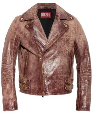 DIESEL Leather Jacket 'L-Eon-Cjcm' - Brown