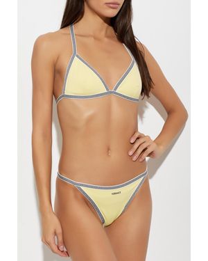 Versace Bikini Top With 'Broken Jewels' Print - Brown