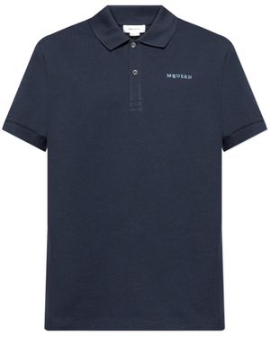 McQueen Polo Shirt With Embroidered Logo - Blue