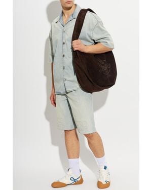 Loewe Denim Shirt With Short Sleeves - Blue