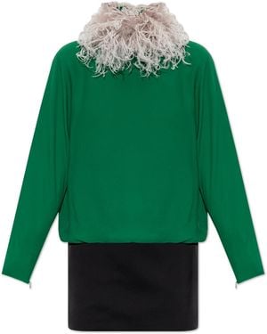 Valentino Garavani Ostrich Feather Dress - Green