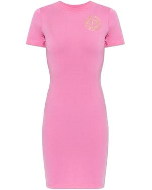 Versace Jeans Couture Dress With Printed Logo - Pink