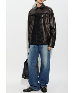 McQueen Leather Jacket With Skull Motif - Black