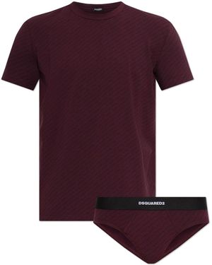 DSquared² Underwear Set: Briefs, T-Shirt - Purple