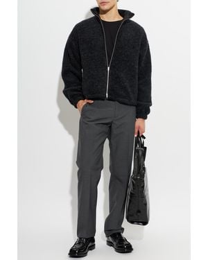 Jil Sander Wool Jacket With Stand-Up Collar - Black