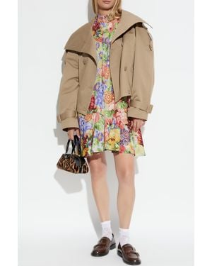 Moschino Cotton Dress With Floral Motif, - White