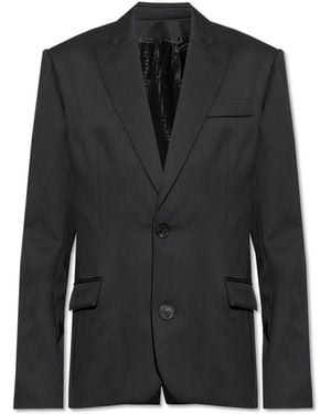 Balmain Wool Blazer With Closed Lapels - Black