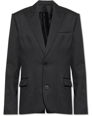 Balmain Wool Blazer With Closed Lapels - Black