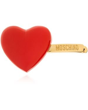 Moschino Hair Clip With Heart Motif - Red